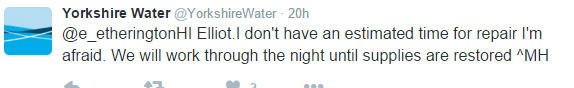 Yorkshire Water tweet